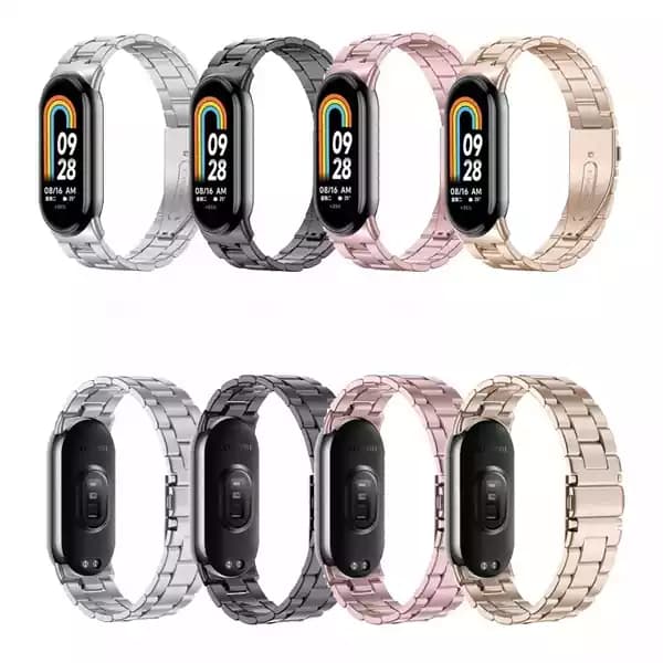بند فلزی Mi Band 8 شیائومی طرح 3 مهره | رنگبندی 4 تایی همراه قابلیت تنظیم سایز — تصویر ۶