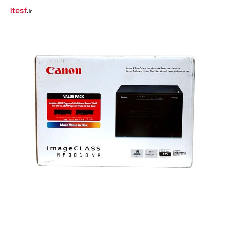 پرینتر لیزری کانن imageCLASS MF3010VP به همراه یک عدد کارتریج اورجینال اضافه داخل جعبه دستگاه — تصویر ۸