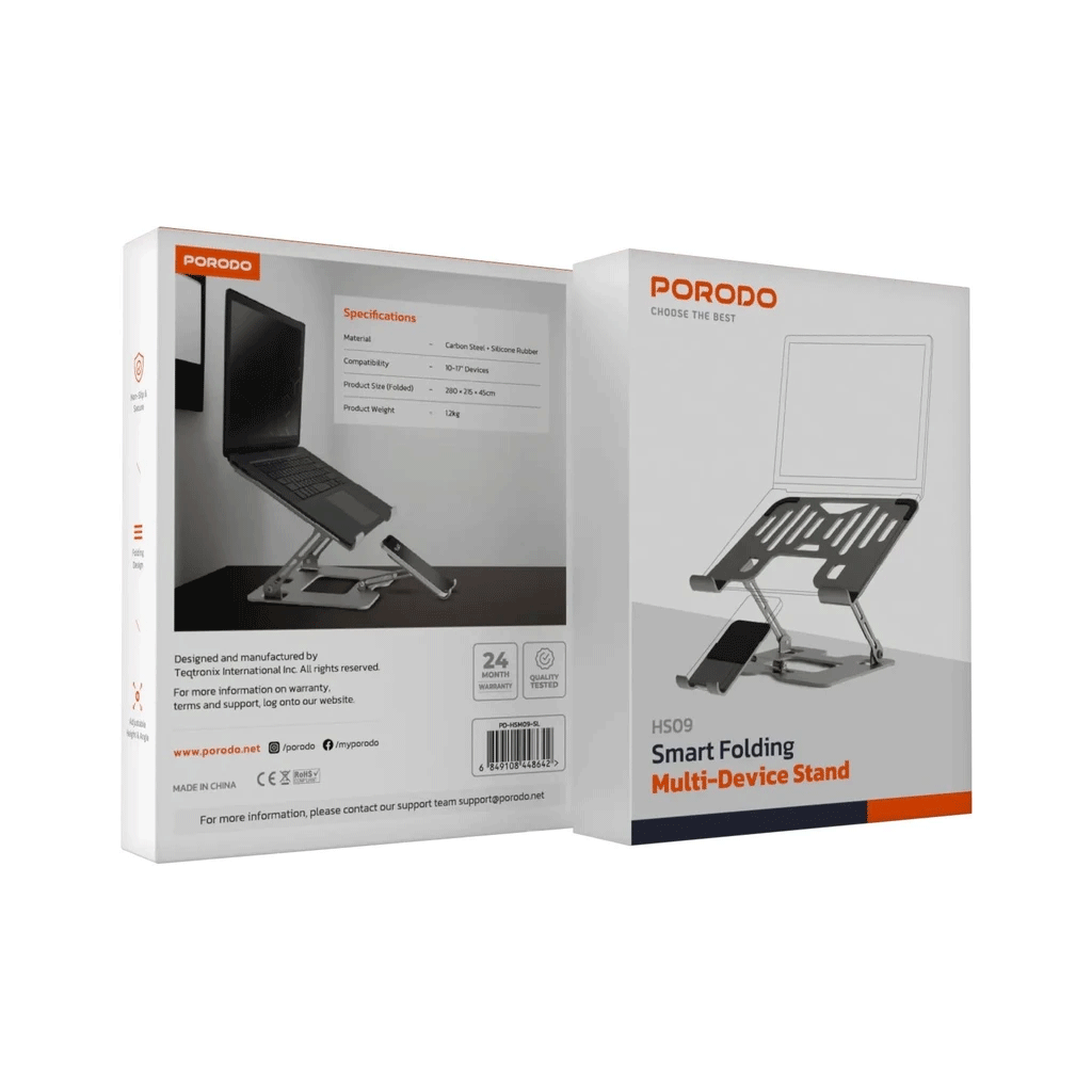 استند لپتاپ قابل تنظیم پرودو PORODO LAPTOP STAND MOBILE HOLDER 2 IN 1 — تصویر ۴