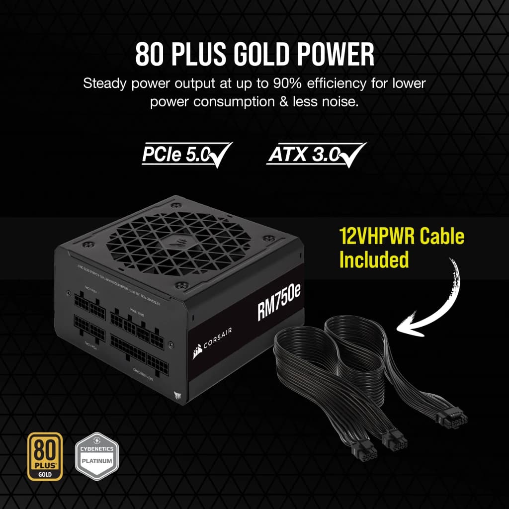پاور 750 وات کورسیر RM750e Low Noise Gold Full Modular — تصویر ۵