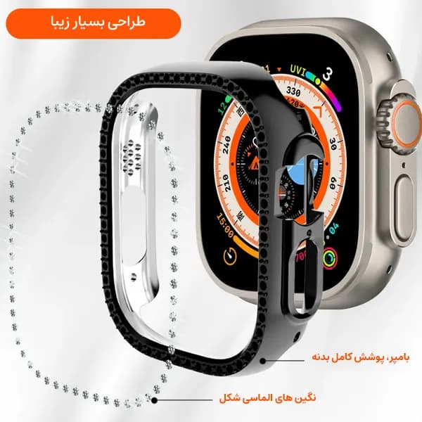 کاور نگین دار اپل واچ اولترا سایز 49 بدون محافظ صفحه — تصویر ۸