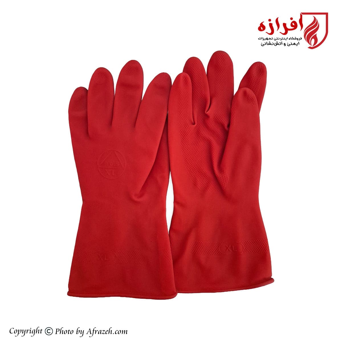 دستکش صنعتی لاستیکی طوفان کار قرمز — تصویر ۴