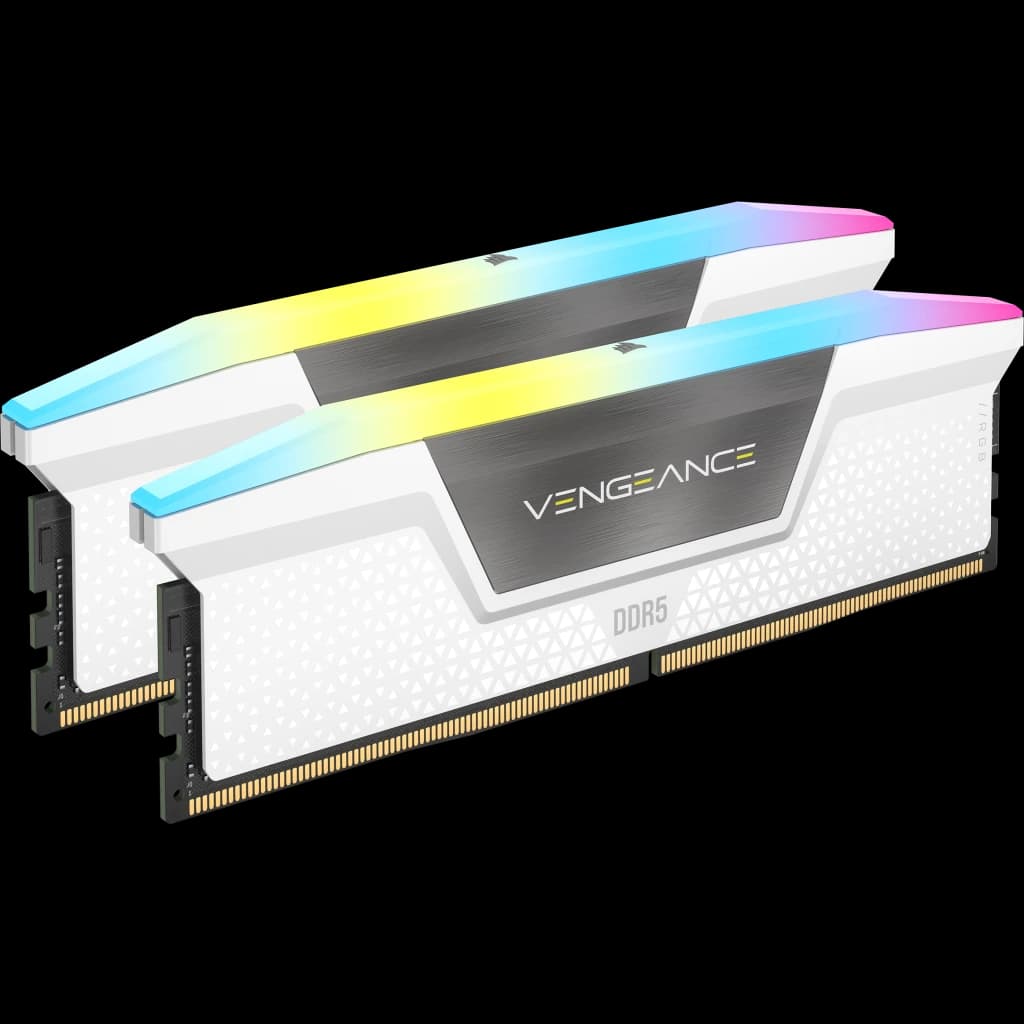 رم DDR5 دسکتاپ 32 گیگابایت 5600Mhz CL36 کورسیر مدل Vengance RGB White دو کاناله