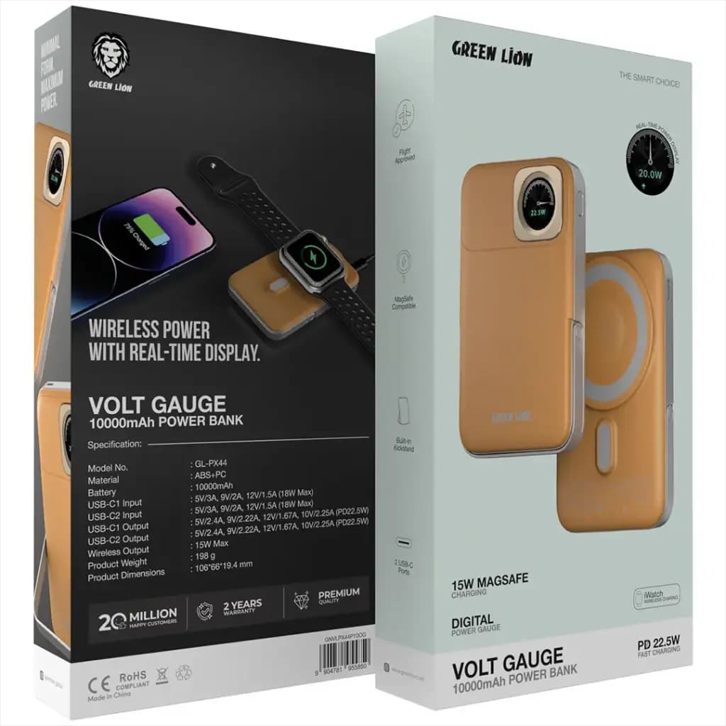 پاوربانک گرین لاین Volt Gauge ظرفیت 10000mAh با شارژ سریع PD 22.5W — تصویر ۶