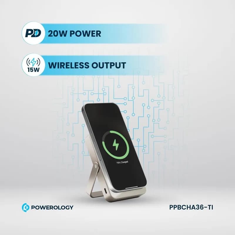 پاوربانک 10000 میلی آمپر مگ سیف پاورولوژی Powerology 10000mAh MagSafe Power Bank PPBCHA36 — تصویر ۷