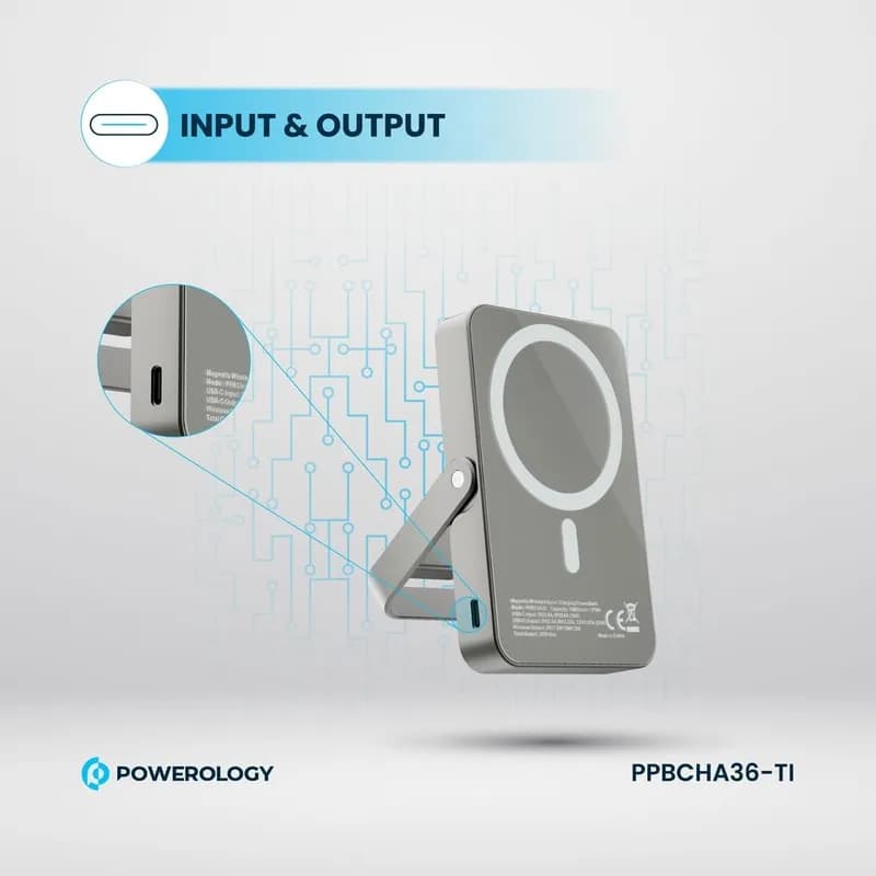 پاوربانک 10000 میلی آمپر مگ سیف پاورولوژی Powerology 10000mAh MagSafe Power Bank PPBCHA36 — تصویر ۳