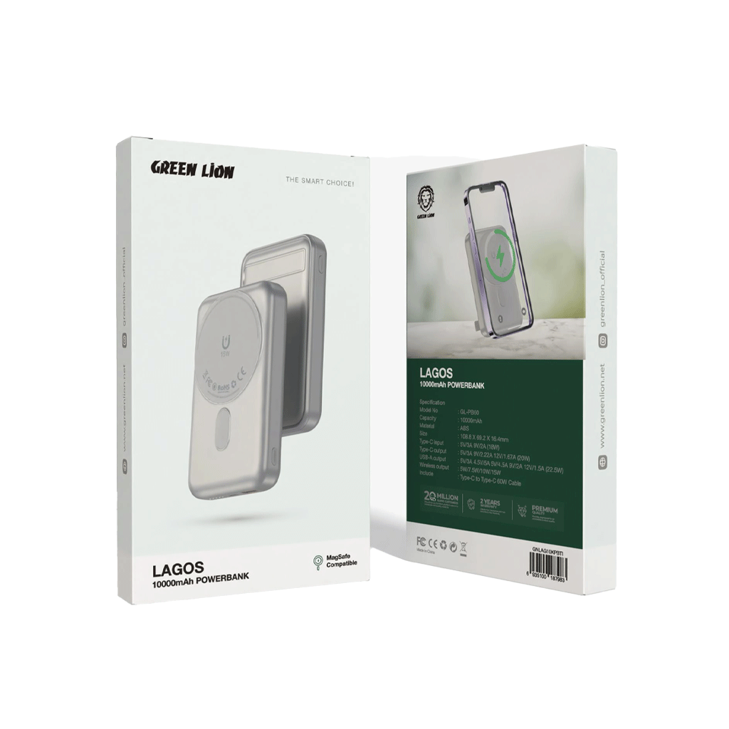 پاوربانک لاگوس مگسیف 10000 میلی آمپر گرین Green LAGOS 10000mAh PowerBank — تصویر ۴