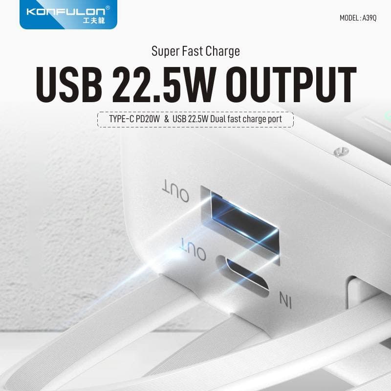 پاور بانک کانفلون A39Q 20000 به همراه کابل فست شارژ — تصویر ۱۲