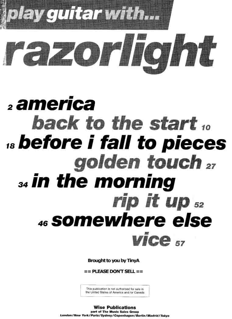 دانلود کتاب قطعات راک گیتار الکتریک | Play Guitar With_Razorlight — تصویر ۷