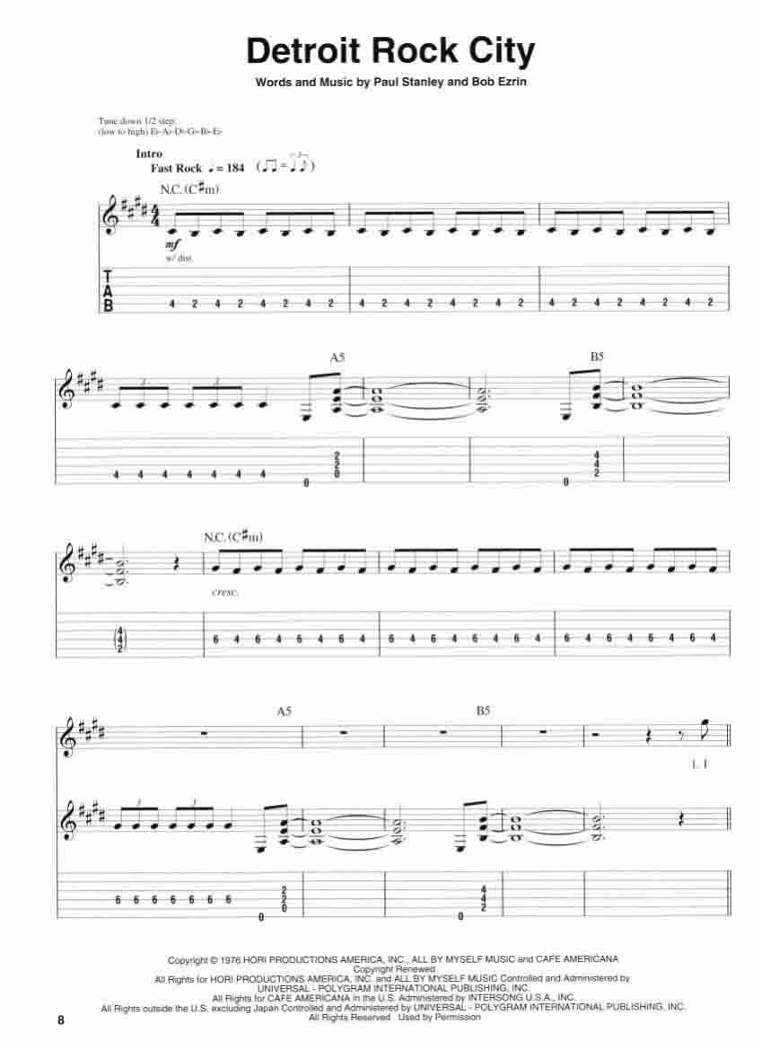 دانلود کتاب قطعات راک گیتار | Guitar Play-Along Volume 30_Kiss — تصویر ۷