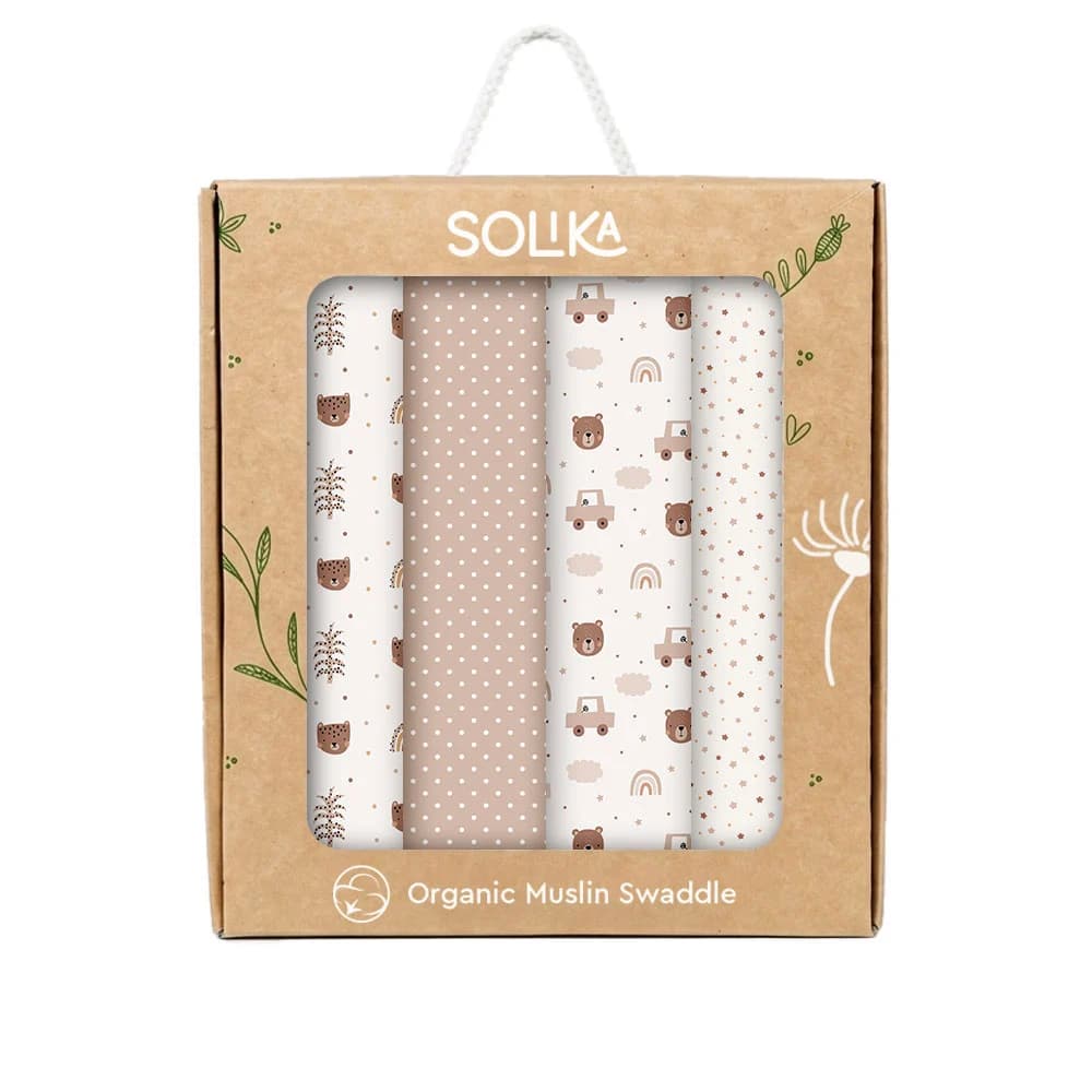 دستمال خشک کن نوزاد سلیکا وود Solika Wood تدی و ماشین بژ