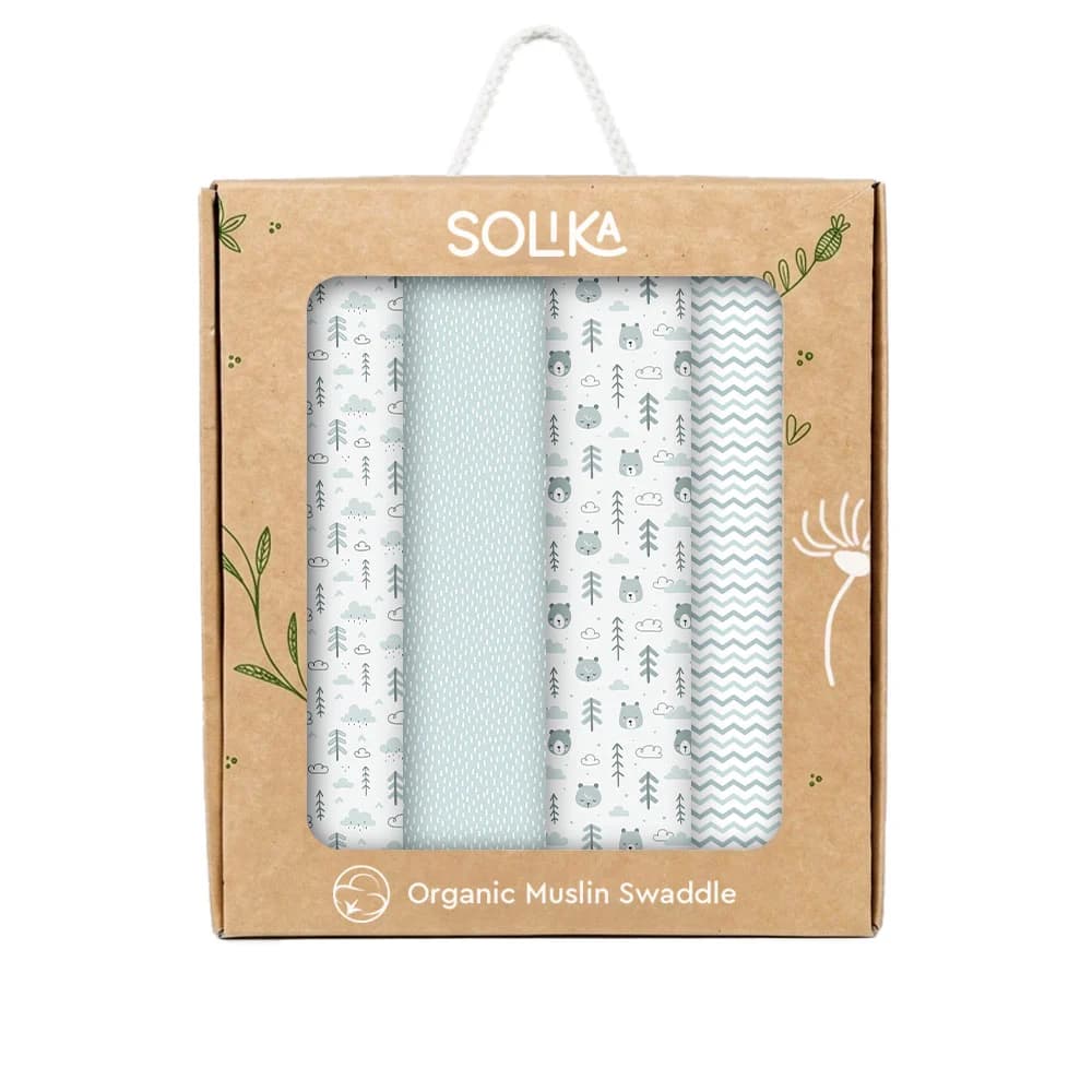 دستمال خشک کن نوزاد سلیکا وود Solika Wood تدی و جنگل سبز