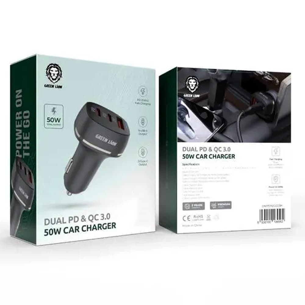 شارژر فندکی گرین لاین مدل Green Lion Car Charger QC+PD 50W — تصویر ۲
