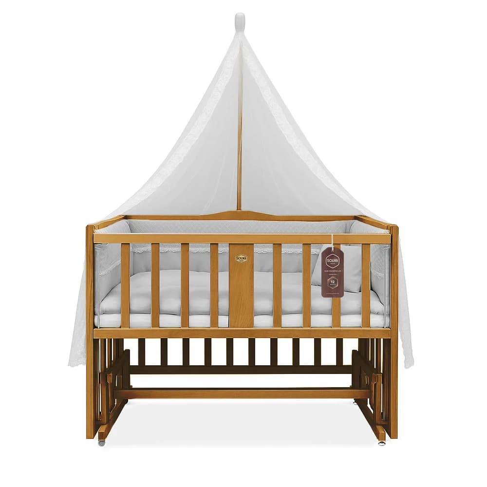 تخت کنار مادر چوبی سلیکا وود Solika wood مدل ساینا 105 رنگ تیک — تصویر ۳