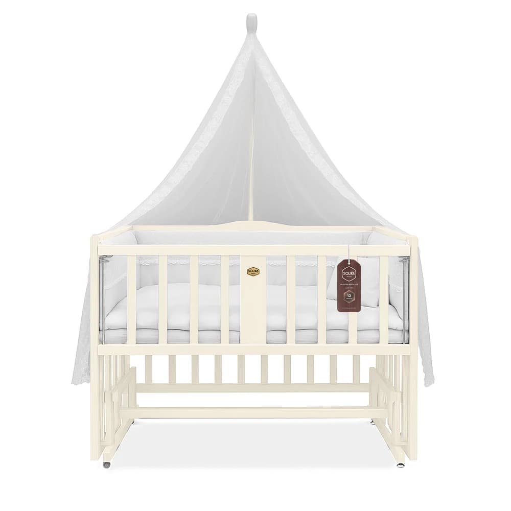تخت کنار مادر چوبی سلیکا وود Solika wood مدل ساینا 90 رنگ کرم — تصویر ۵