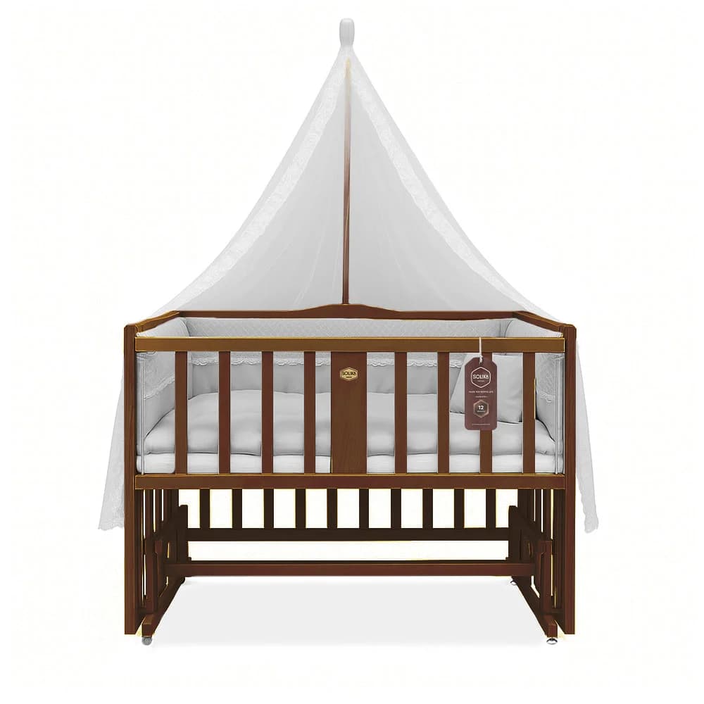 تخت کنار مادر چوبی سلیکا وود Solika wood مدل ساینا 90 رنگ فندقی — تصویر ۳