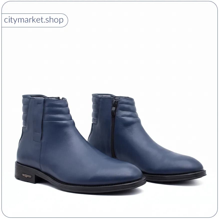 نیم بوت مردانه چرم تبریز مدل آرسان سرمه ای — تصویر ۶