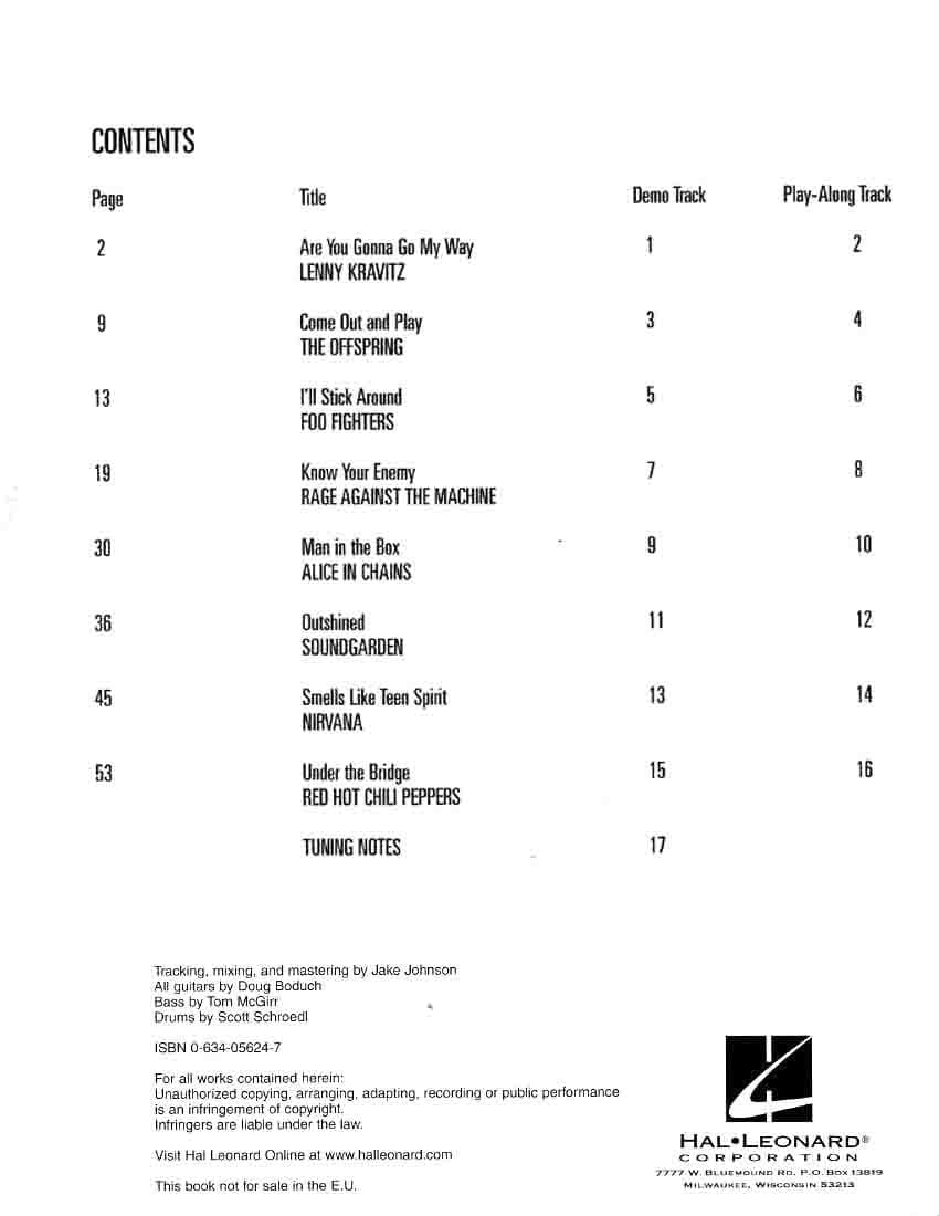 دانلود کتاب قطعات گیتار الکتریک به سبک راک CD + PDF | 90s Rock – Guitar Play-Along Volume 6 — تصویر ۸