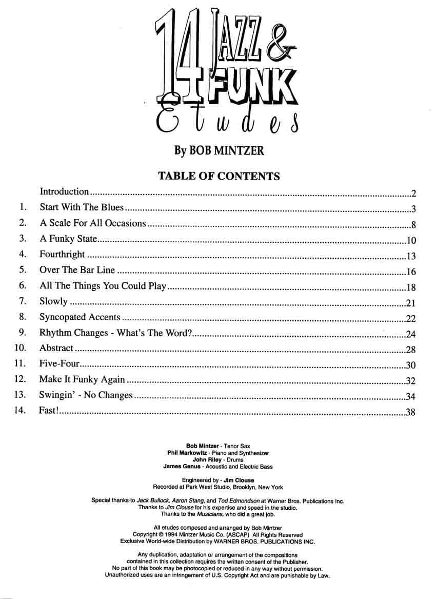 دانلود کتاب اتود جاز و فانک برای ساکسیفون CD + PDF | Bob Mintzer – 14 Jazz & Funk.Etudes – for Bb Instruments — تصویر ۹