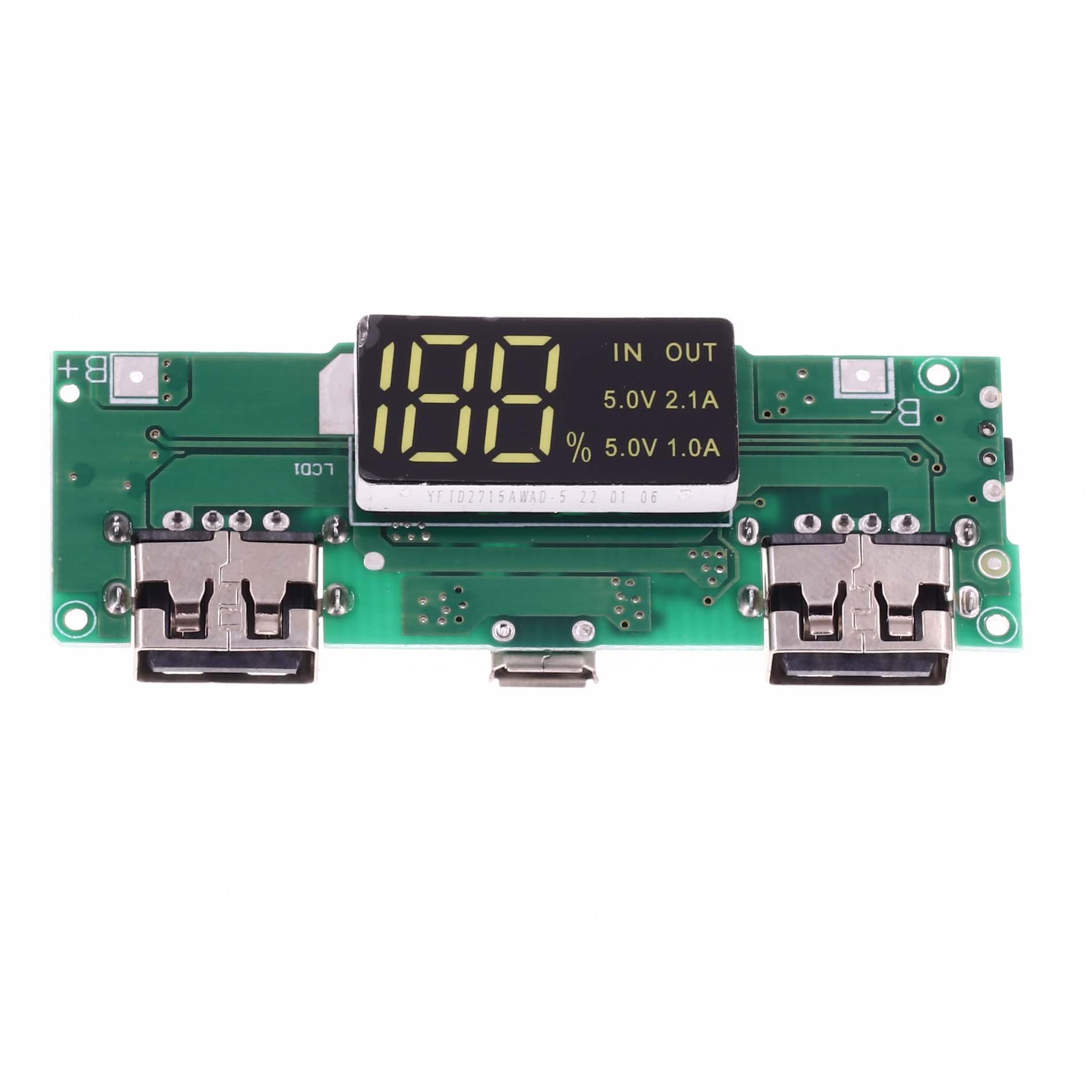 ماژول ساخت پاوربانک با نمایشگر دارای دو خروجی 5V 1A USB