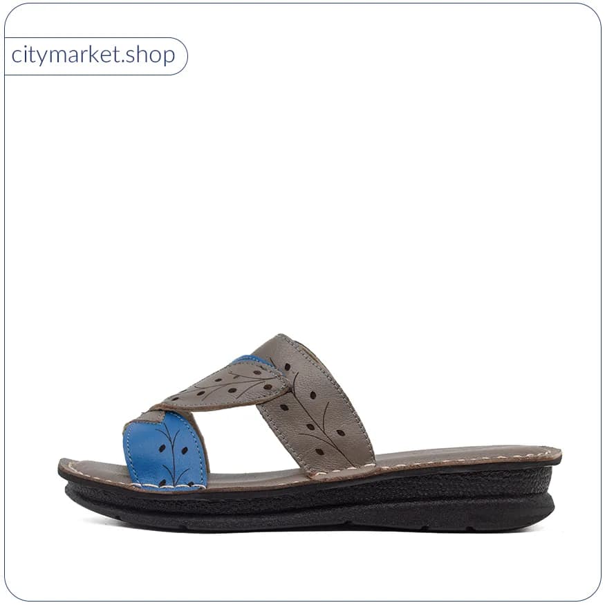 دمپایی چرم زنانه رنگ ویزون — تصویر ۷