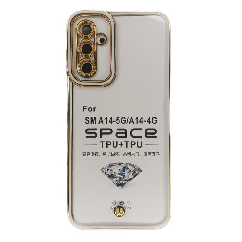 قاب شفاف دور رنگی Space محافظ لنزدار Samsung Galaxy A14 4G / A14 5G – سفید