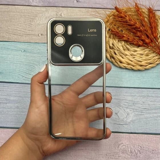 قاب گوشی Redmi A1 Plus / Redmi A2 Plus / Poco C50 شیائومی Camera Lens شفاف محافظ لنز دار دور نقره ای