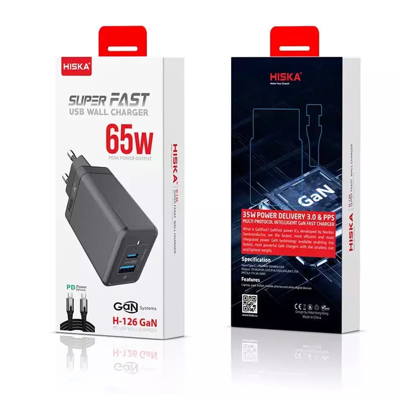 شارژر دیواری هیسکا مدل H-126 GaN همراه با کابل USB-C — تصویر ۸