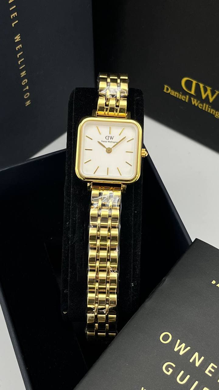 ساعت مچی دنیل ولینگتون کوادرو استودیو | Daniel Wellington Quadro Studio | طلایی صفحه سفید