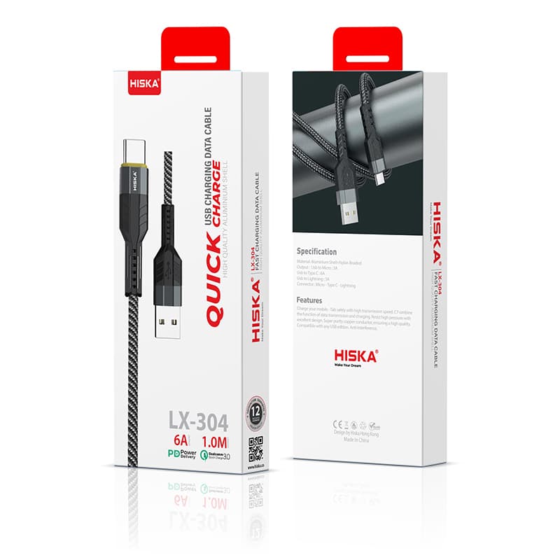 کابل تبدیل USB به Type-C هیسکا مدل LX-304 طول 1 متر