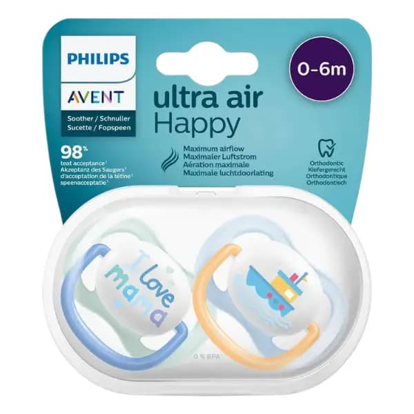 پستانک اونت اولتراایر مدل کشتی و لاو پاپا مناسب نوزاد ۰ تا ۶ ماه Philips Avent Ultra Air — تصویر ۱۲