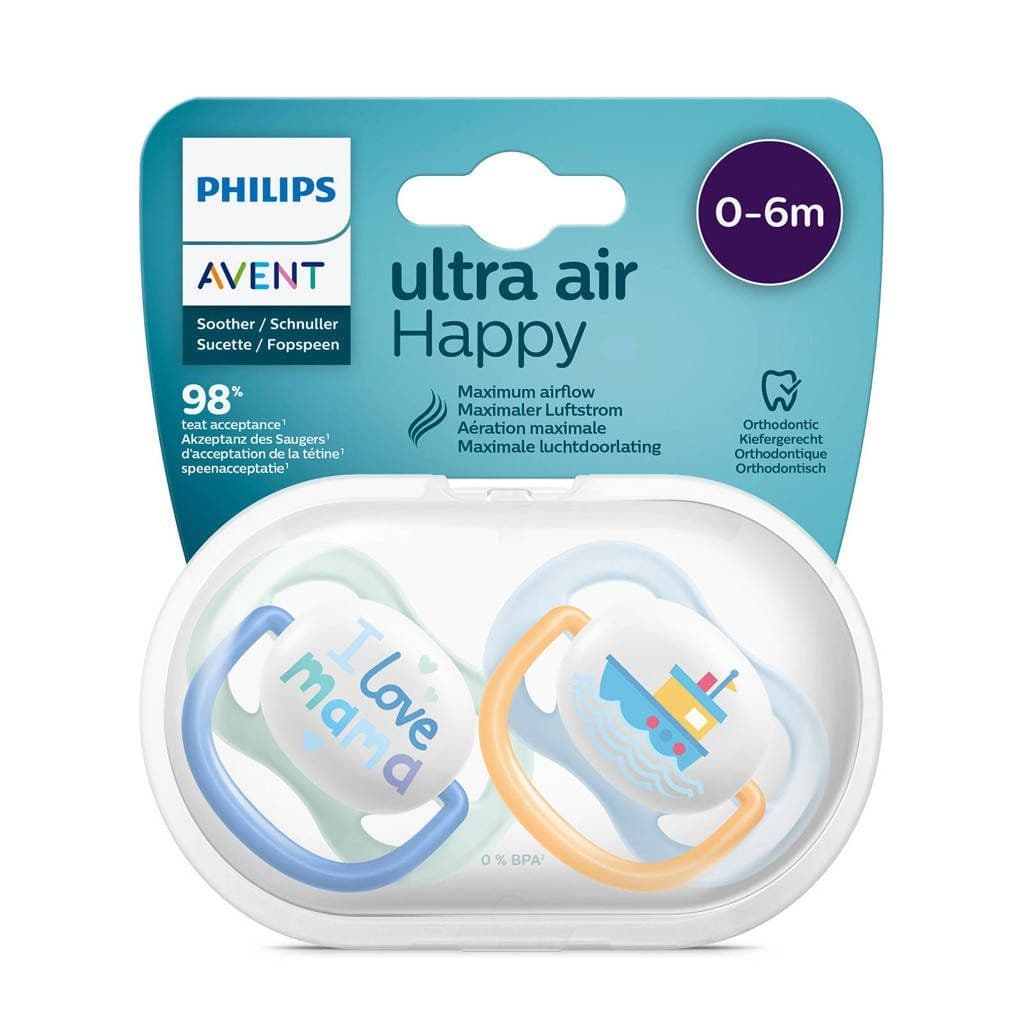 پستانک اونت اولتراایر مدل کشتی و لاو پاپا مناسب نوزاد ۰ تا ۶ ماه Philips Avent Ultra Air — تصویر ۶