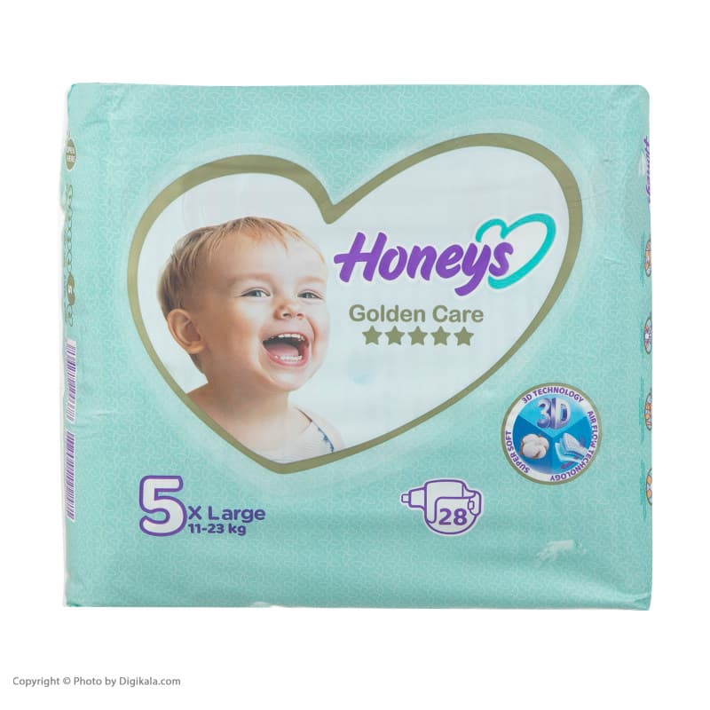 پوشک بچه هانیز سایز 5 (بسته 28 تایی) — تصویر ۵