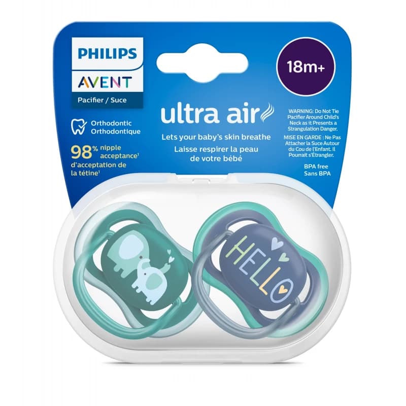پستانک اونت اولترا ایر 18 ماه تکی avent ultra air فیل و hello — تصویر ۳