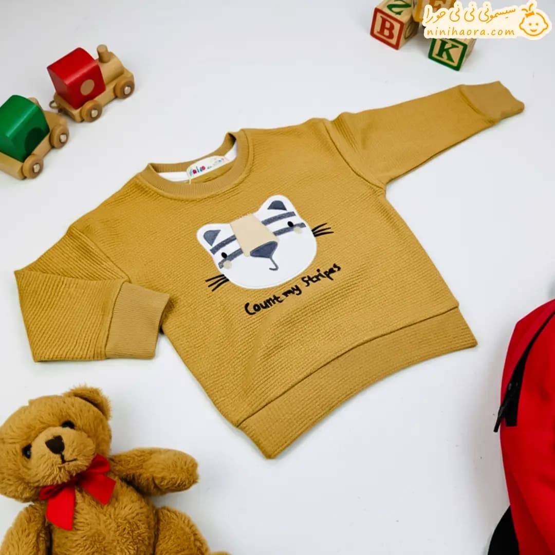 بلوز و شلوار بیسکویتی طرح گربه ایپک — تصویر ۱۱