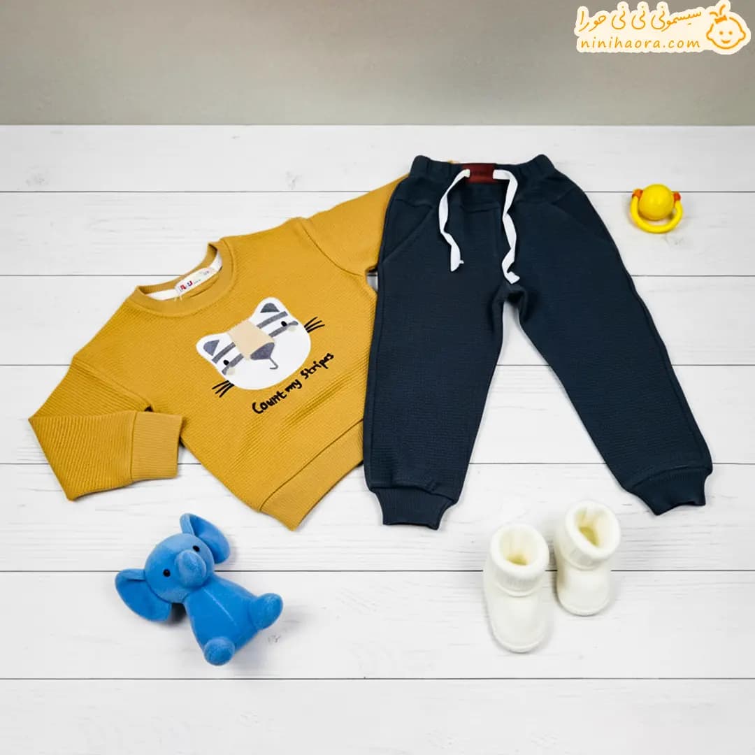بلوز و شلوار بیسکویتی طرح گربه ایپک — تصویر ۱۰