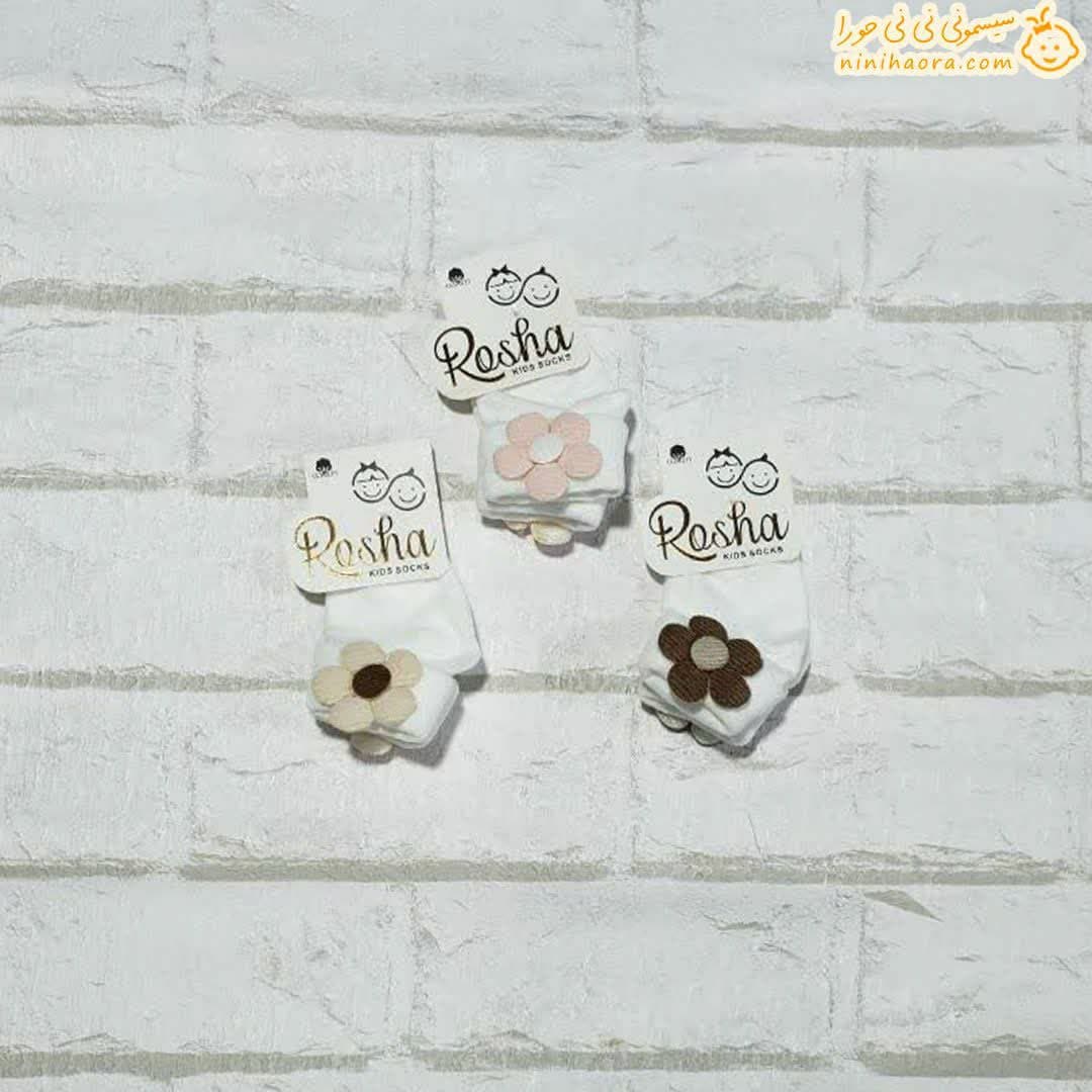 جوراب دخترانه طرح شکوفه — تصویر ۳