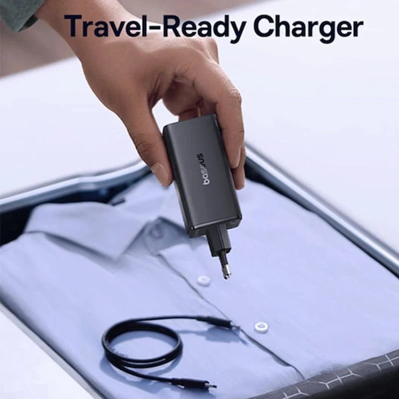 شارژر دیواری 100 وات 4 پورت بیسوس مدل GaN6 Pro به همراه کابل USB-C به USB-C — تصویر ۳