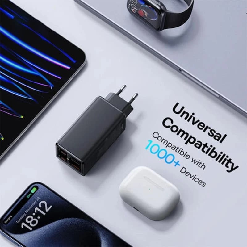شارژر دیواری 100 وات 4 پورت بیسوس مدل GaN6 Pro به همراه کابل USB-C به USB-C — تصویر ۶