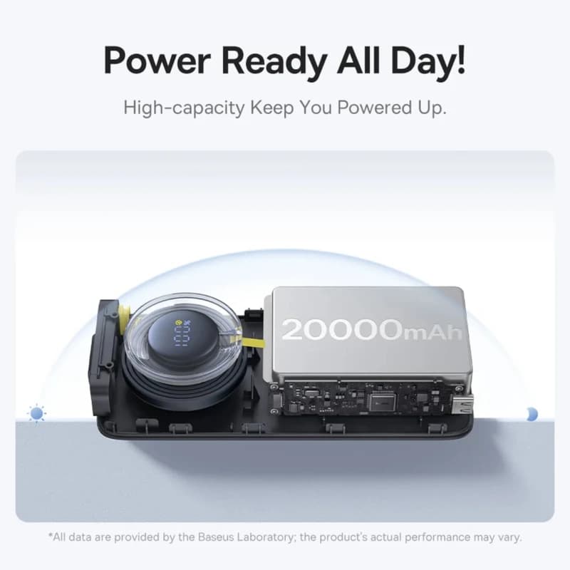 پاوربانک بیسوس مدل Free2Pull 65W ظرفیت 20000 میلی آمپر ساعت به همراه کابل USB-C — تصویر ۷