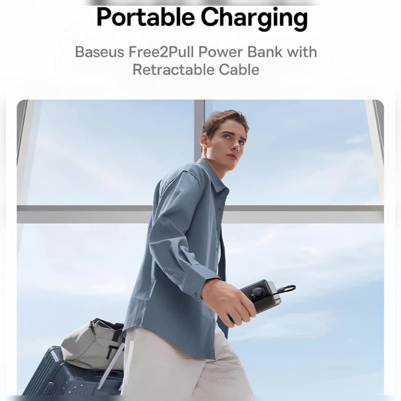 پاوربانک بیسوس مدل Free2Pull 65W ظرفیت 20000 میلی آمپر ساعت به همراه کابل USB-C — تصویر ۴