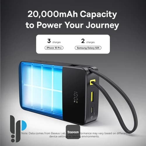 پاوربانک بی‌سیم 22.5 وات بیسوس مدل EnerFill FC51 Bipow2 Pro E0027700 ظرفیت 20000 میلی‌آمپرساعت — تصویر ۱۲