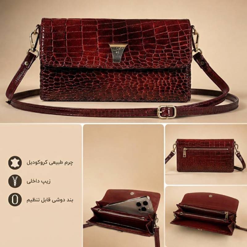کیف چرم دوشی زنانه — تصویر ۴