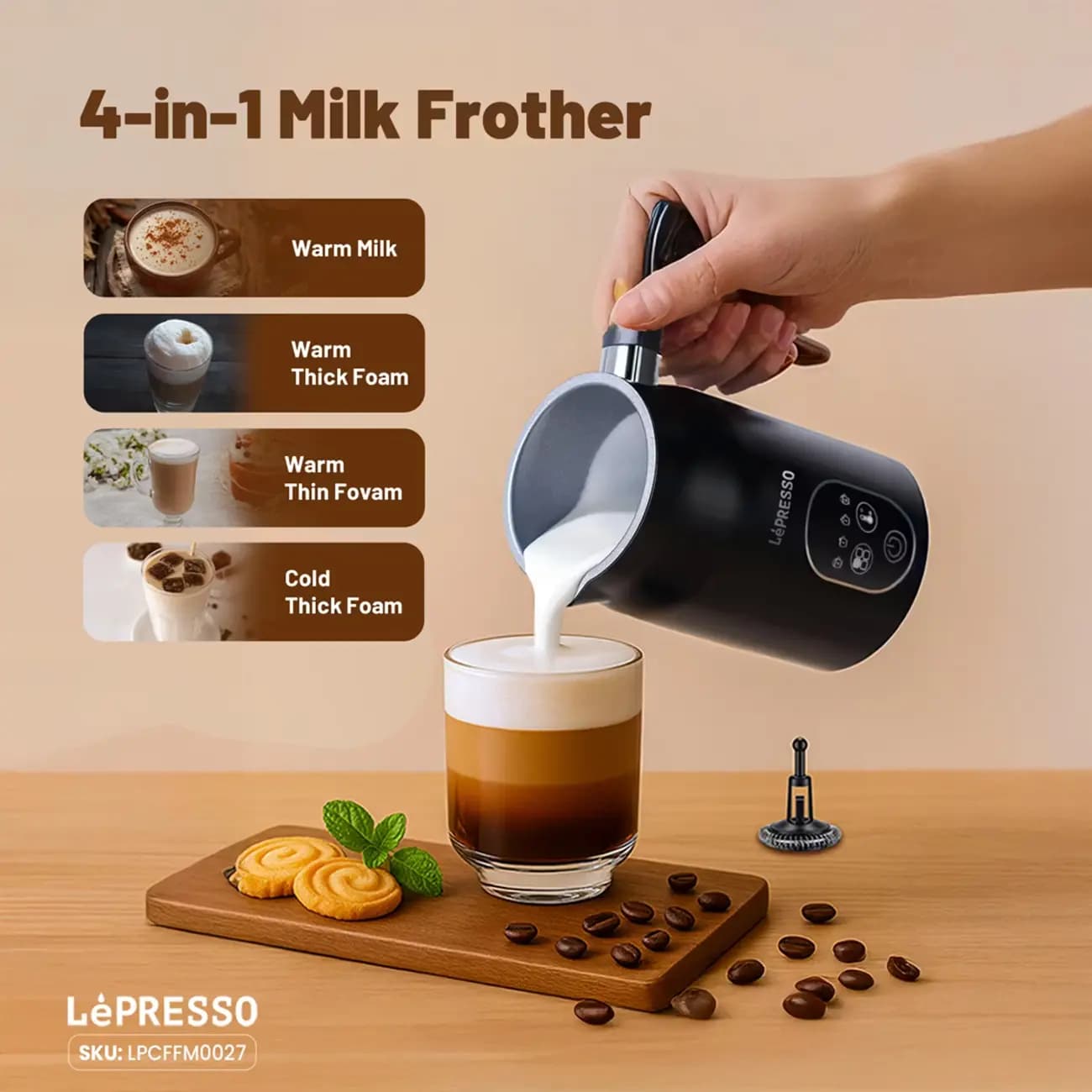 فوم ساز شیر _ Milk Frother 500W 140mL — تصویر ۱۰