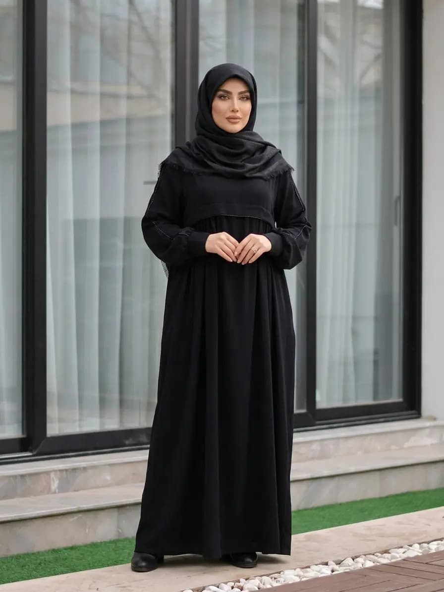 مانتو عبایی جیب دار زنانه مدل نفیسه — تصویر ۷