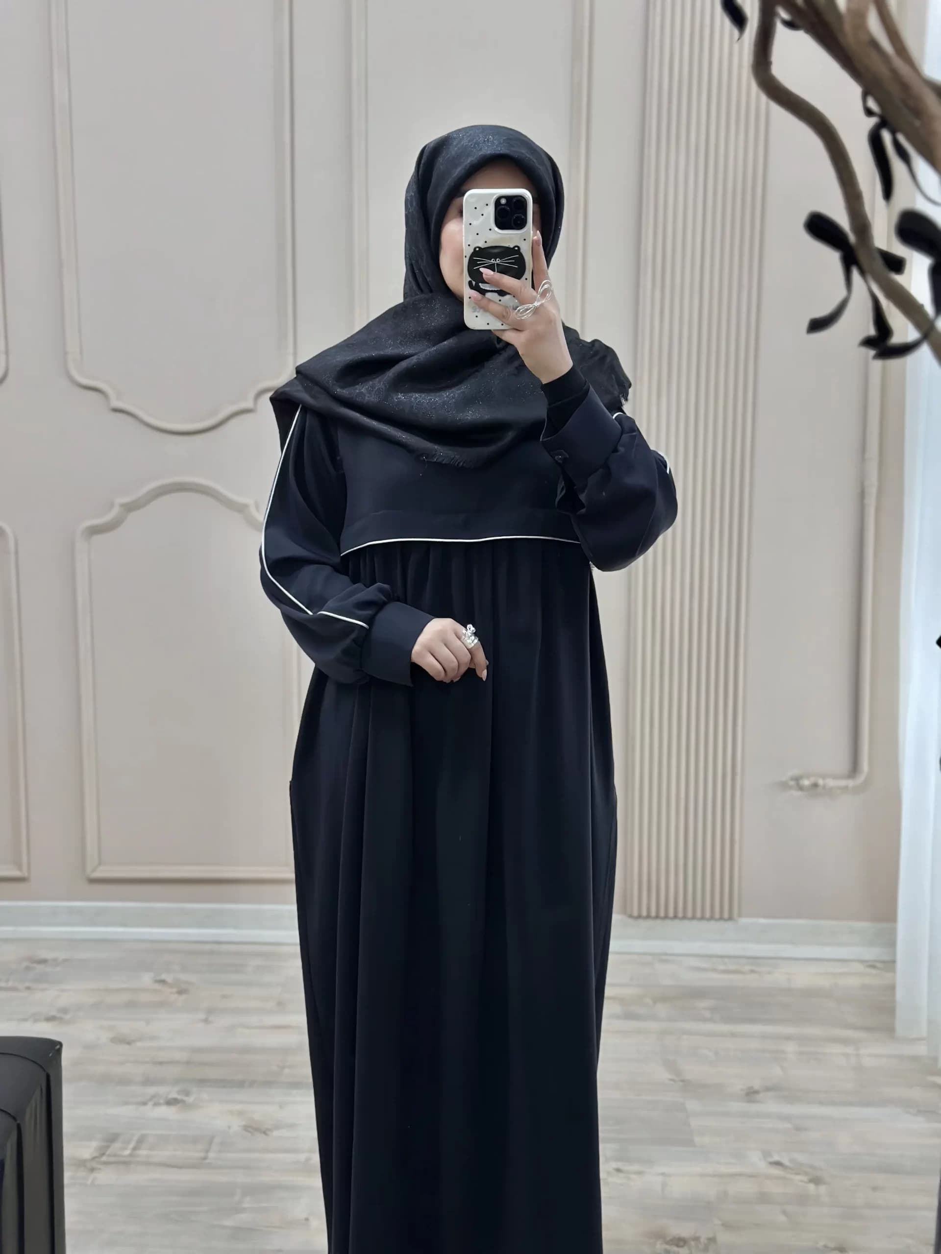مانتو عبایی جیب دار زنانه مدل نفیسه — تصویر ۹