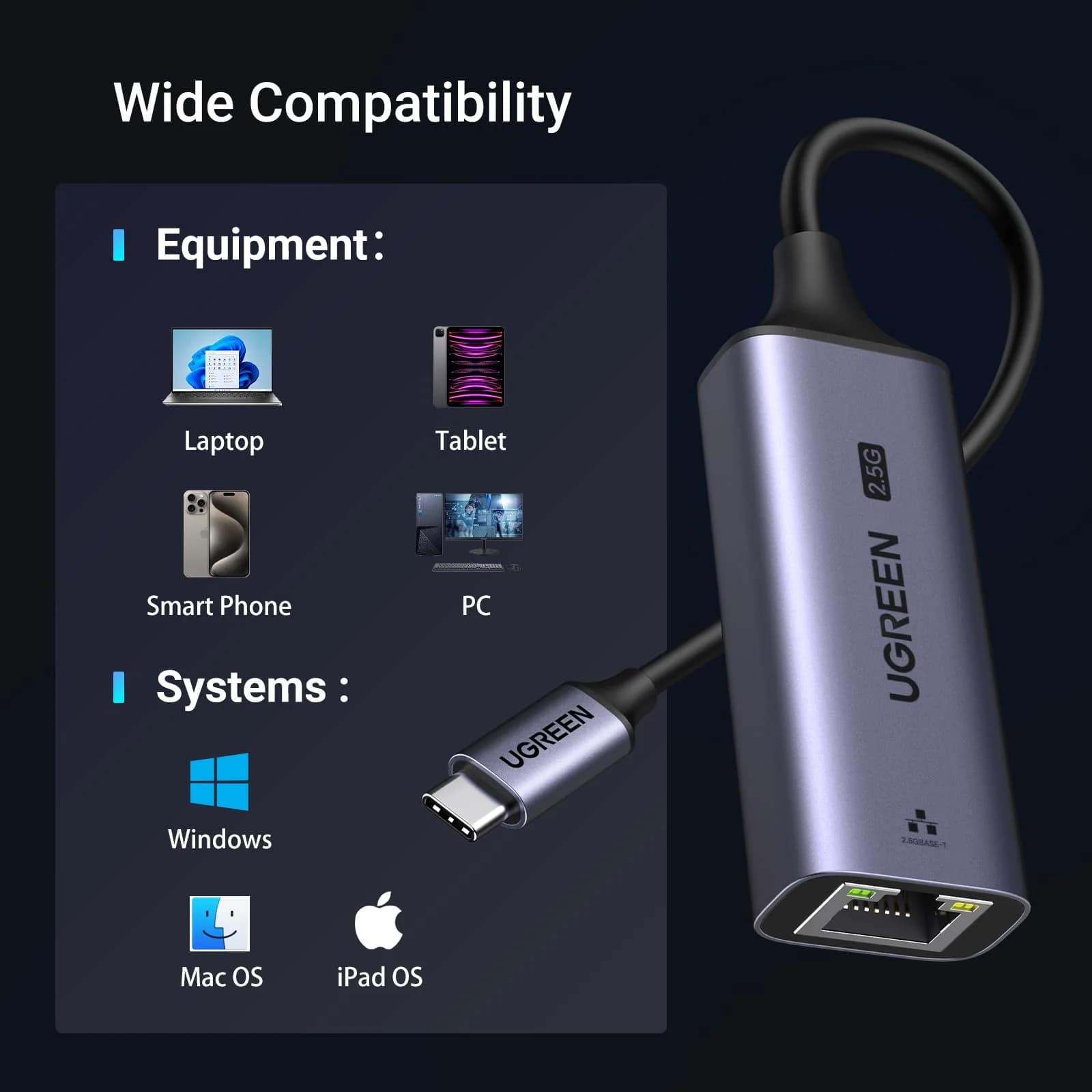 تبدیل USB-C به شبکه 2.5Gbps یوگرین CM648 کد 25052 — تصویر ۱۱