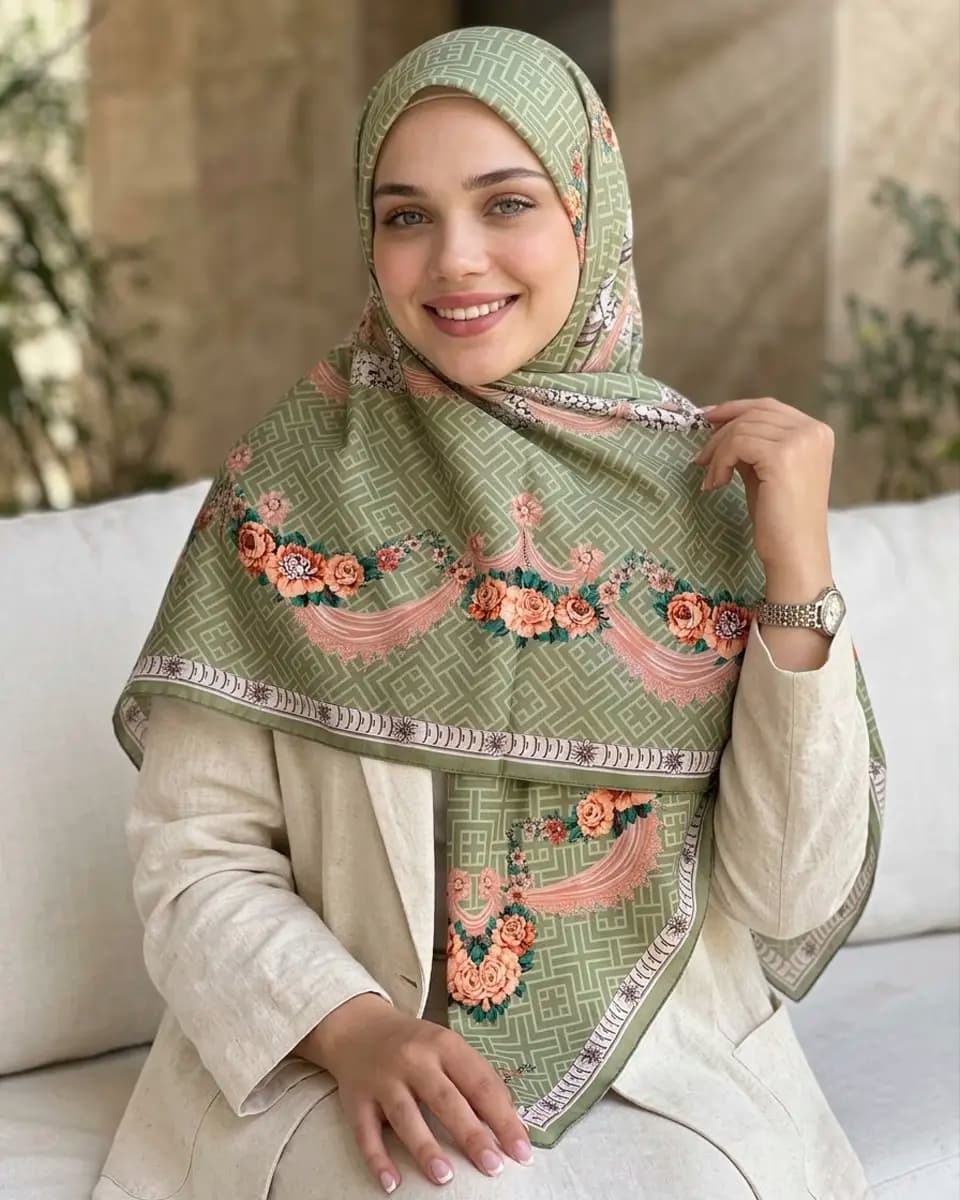 روسری ابریشم قواره 135 کد Tak153 — تصویر ۱۲