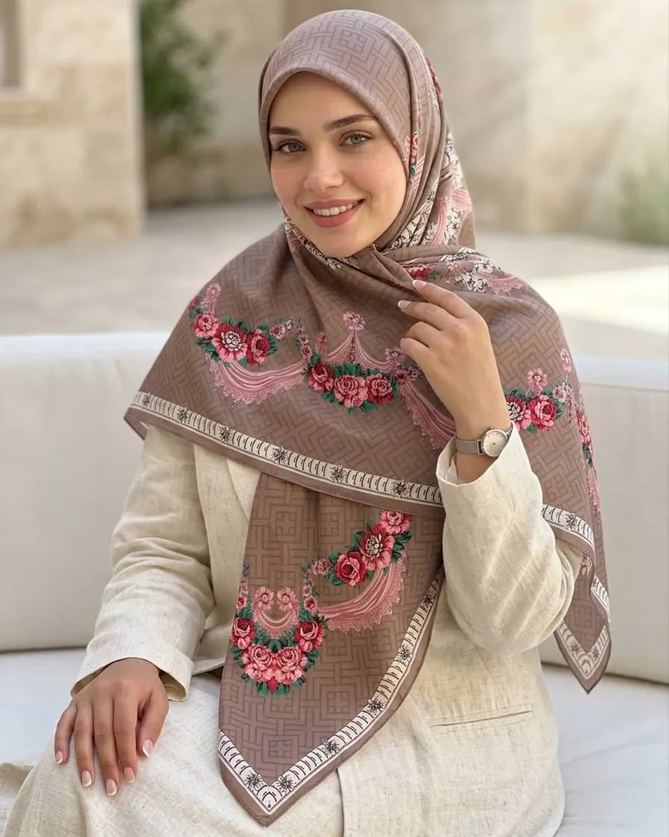 روسری ابریشم قواره 135 کد Tak153 — تصویر ۸