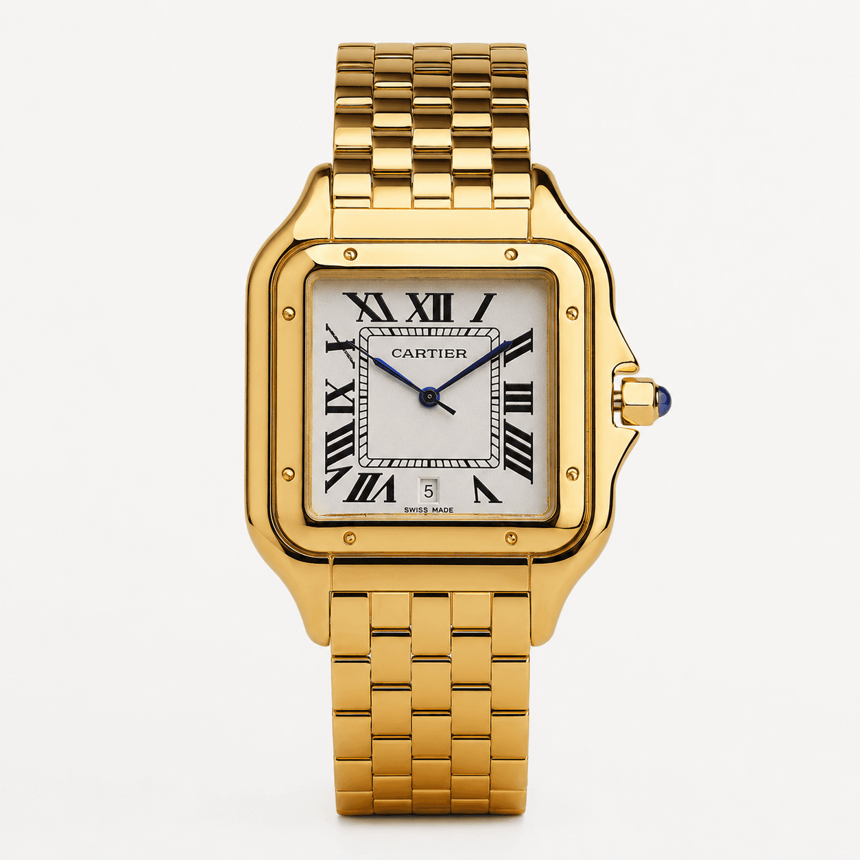 ساعت کارتیر پنتر مردانه طلایی صفحه سفید Cartier Panthere Large — تصویر ۷